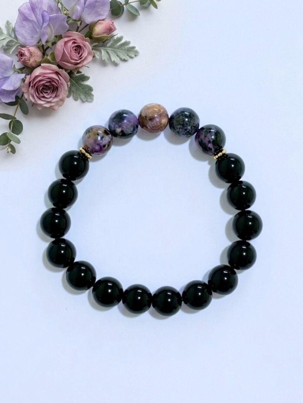 Charoite/Onyx Bracelet